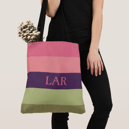 posieën Stripe monogram luiertas Tote Bag (Dichtbij)