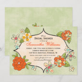 posieposters Bridal Shower Invitation - Tangerine Kaart (Voorkant / Achterkant)