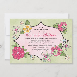 posiezaken Baby shower Uitnodiging - frambozen