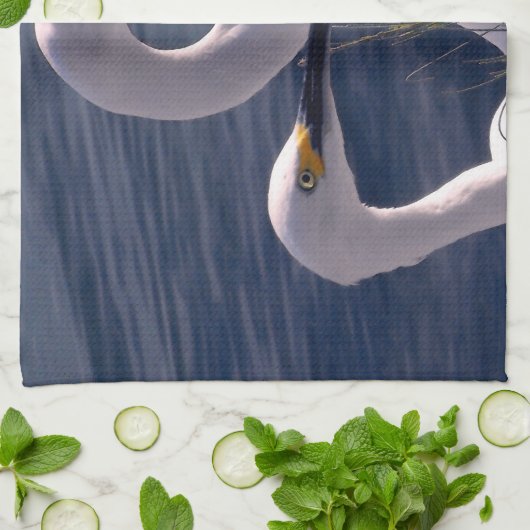 Posing Egrets Theedoek (Gevouwen)