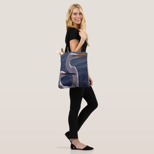 Posing Egrets Tote Bag (Op model)