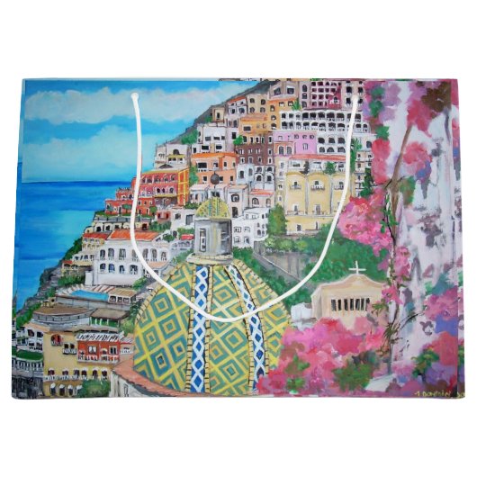 Positano - Aangepaste Gift Bag - Groot, glanzend Groot Cadeauzakje (Voorkant)
