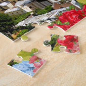 Positano Amalfi Coast Italië met bloemvoorgrond Legpuzzel (Zijkant)