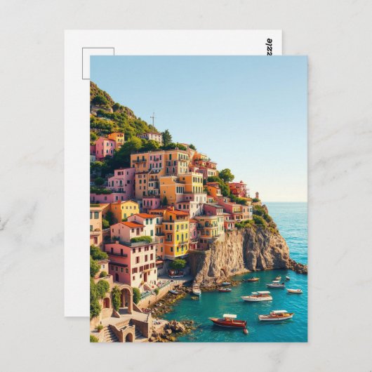 Positano Amalfi Coast Retro Reizen Cliffside Briefkaart (Voorkant / Achterkant)