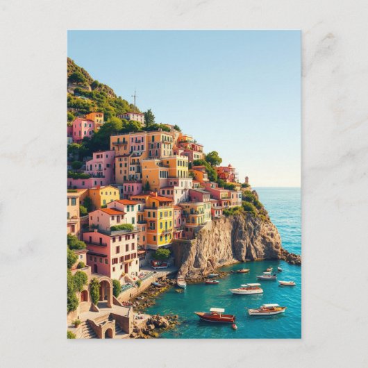 Positano Amalfi Coast Retro Reizen Cliffside Briefkaart (Voorkant)