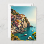 Positano Amalfi Coast Retro Reizen Cliffside Briefkaart (Voorkant / Achterkant)