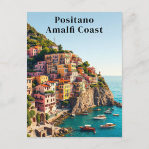 Positano Amalfi Coast Vintage Reizen Cliffside Briefkaart