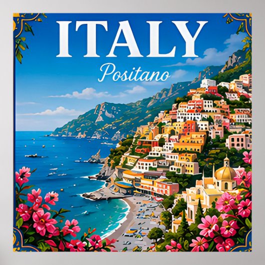 Positano Amalfi Kust Italië Reizen  Poster (Voorkant)