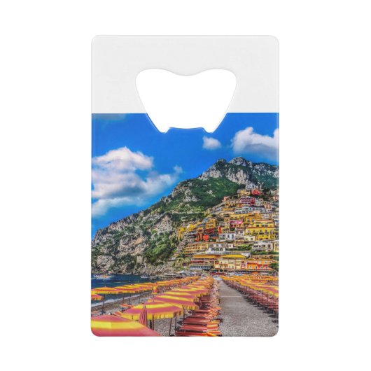 Positano Beach Italië Cliff Homes Amalfi Reizen Creditkaart Flessenopener (Voorkant)