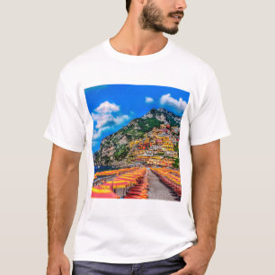 Positano Beach Italy Cliff Homes Amalfi Travel T-shirt