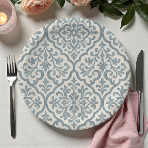 Positano Blauw en Geel Marokkaans Arabesk Papieren Bordje