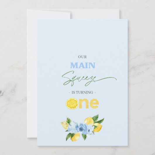 Positano Blue Lemon Main Squeeze 1e verjaardag Kaart (Achterkant)