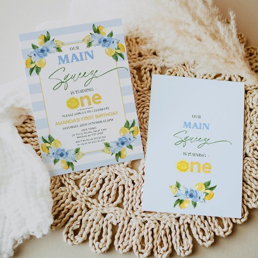 Positano Blue Lemon Main Squeeze 1e verjaardag Kaart