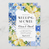 Positano Blue Tegel Lemon Wedding Shower Kaart (Voorkant / Achterkant)