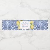 Positano Blue Tegels Lemons Vrijgezellenfeest Part Waterfles Etiket (Enkel label)