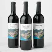 Positano bruiloft gunst gepersonaliseerde wijn lab etiket (Flessen)