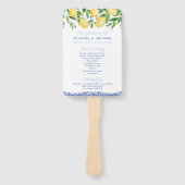 Positano Citroenen Bord Blauw Accenten Trouwprogra Handwaaier (Voorkant)