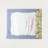 Positano-citrroenen blauwe tegels fotocabine-achte wandkleed (Voorkant (horizontaal))