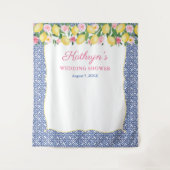 Positano-citrroenen blauwe tegels fotocabine-achte wandkleed (Voorkant)