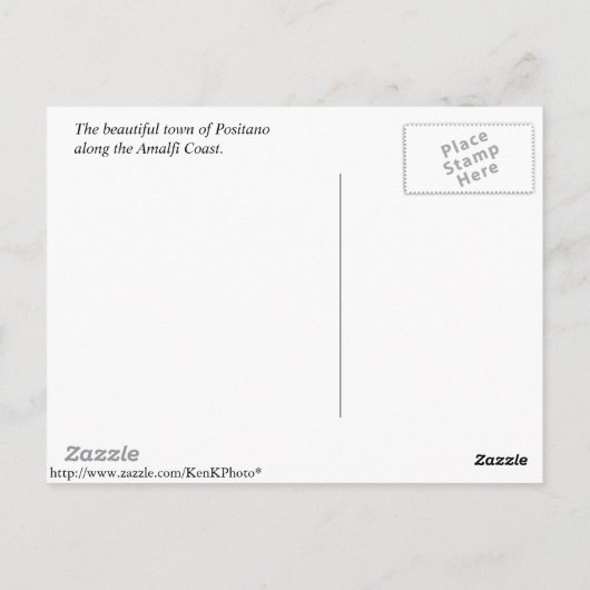 Positano door het Zee Briefkaart (Achterkant)