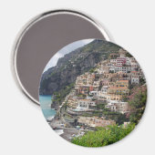 Positano dorp aan de Amalfi kust ronde magneet (Voorkant / Achterkant)