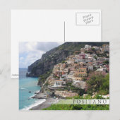 Positano in het briefkaart van de bar langs de kus (Voorkant / Achterkant)