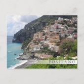 Positano in het briefkaart van de bar langs de kus (Voorkant)