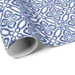 Positano  Italiaans blauw wit Tegel Patroon Cadeaupapier<br><div class="desc">mediterrane tegel in klassiek blauw en wit.</div>