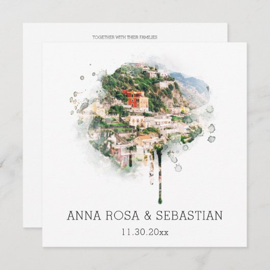 *~* POSITANO Italiaanse AR20 RSVP QR bruiloft Kaart (Voorkant / Achterkant)