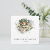 *~* POSITANO Italiaanse AR20 RSVP QR bruiloft Kaart (Staand voorkant)