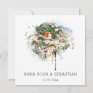 *~* POSITANO Italiaanse AR20 RSVP QR Wedding Kaart