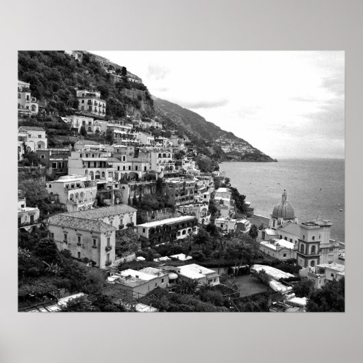 Positano, Italië - Afdrukken foto's - B&W Poster (Voorkant)