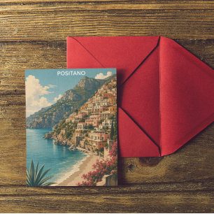 Positano Italië Amalfi-kust Retro Reizen Briefkaart