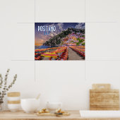 Positano Italië Amalfi Kust Zonsondergang Reizen Poster (Keuken)