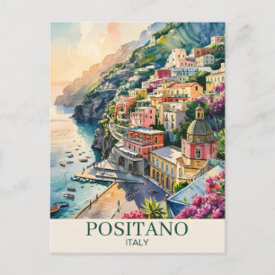 Positano Italië Amalfikust Aquarellandschap Briefkaart