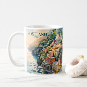 Positano Italië Amalfikust Aquarellandschap Koffiemok