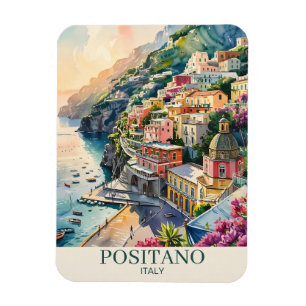 Positano Italië Amalfikust Watercolor Landschap Magneet
