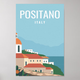 Positano Italië Beroemde Reisplaats Illustratie Poster