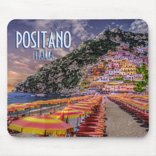 Positano Italië Cliff Homes Amalfi Sunset Retro Muismat (Voorkant)