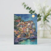 Positano, Italië – Coastal Village & Starry Sky Briefkaart (Staand voorkant)