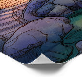 Positano, Italië – Coastal Village & Starry Sky Poster (Hoek)