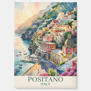 Positano Italië Huizen Aangepast Kleurrijk Aquarel Magneet