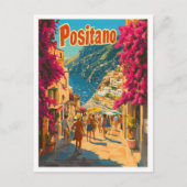 Positano Italië Kunst Vintage Reizen Illustratie Briefkaart (Voorkant)