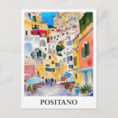 Positano Italië Kunst Waterverf Reizen Briefkaart (Voorkant)