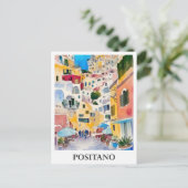Positano Italië Kunst Waterverf Reizen Briefkaart (Staand voorkant)