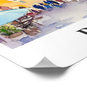 Positano Italië Kunst Waterverf Reizen Poster (Hoek)