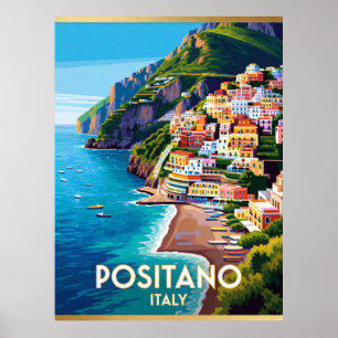 Positano Italië Kust Reisscene 🌊 Poster
