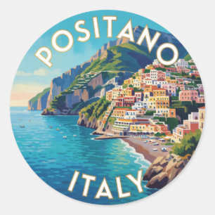 Positano Italië Mediterrane Reis Scene 🍋 Ronde Sticker