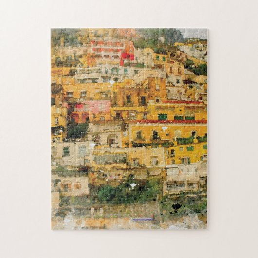 positano italië - mediterrane waterverf legpuzzel (Verticaal)
