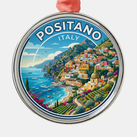Positano Italië Metalen Ornament (Voorkant)